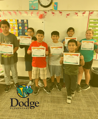  Dodge 5th Graders with their Math competition certificates